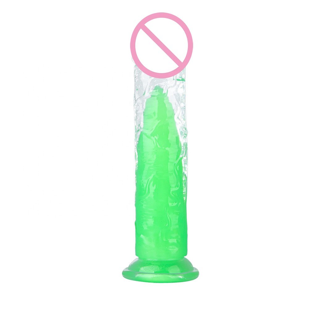 Jelly TPE Multi Layer Color Transparent Glow In The Dark Crystal Simulates Anal Dildo Adult Sex Toy For Couple Dick