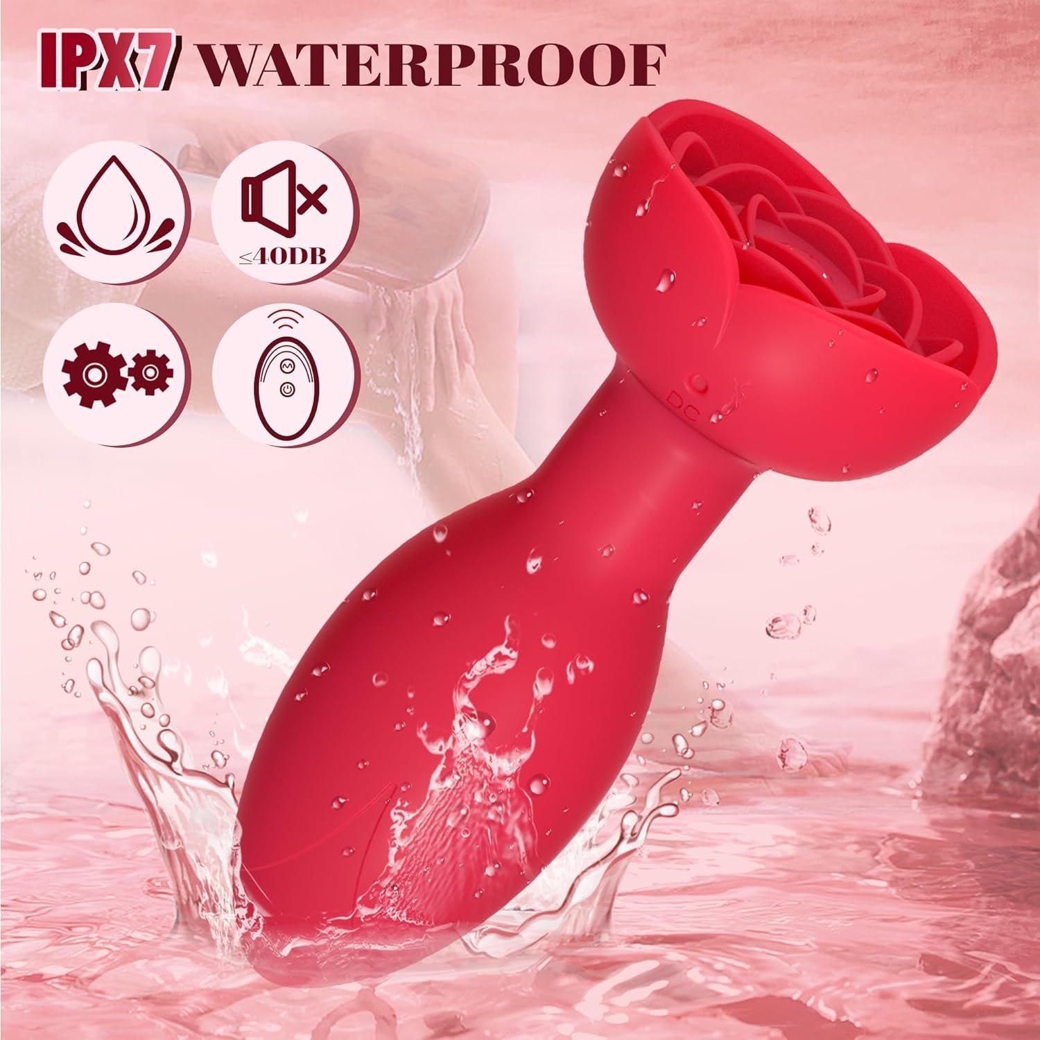 Anal Rose Toy Vibrator Sex Toy for Women with 10 Mode Vibrating & Rose Base Prostate Massager Anal Plug Remote Control Silicone