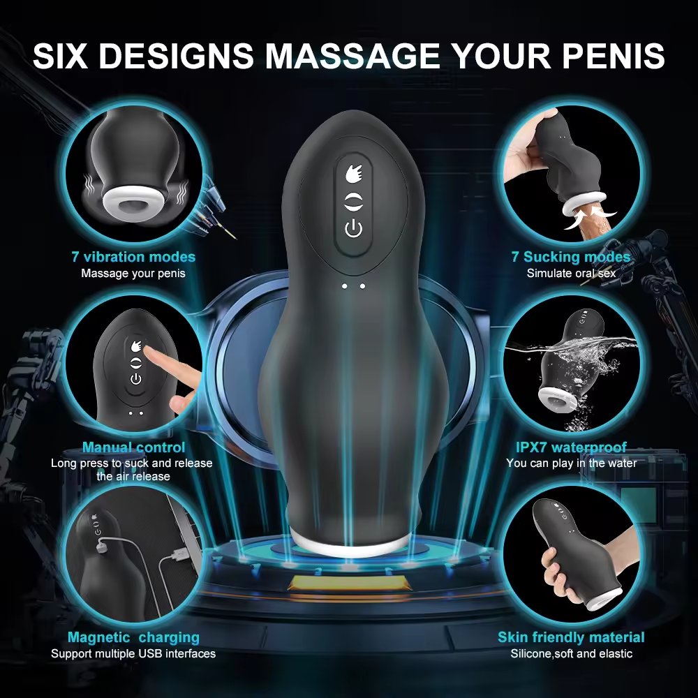 China Manufacturer Male Masturbation Cup toys 7-Mode Vibrating 7 Sucking Rechargeable Suction Cup Male Masturbator For Men Hand