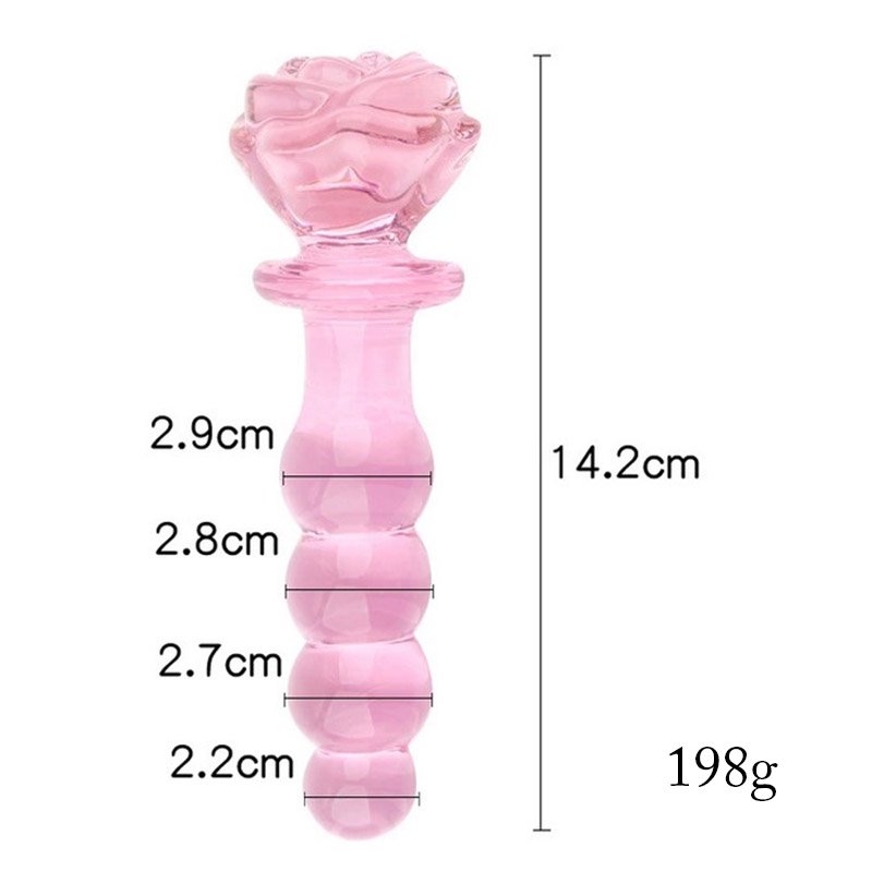 Rose Flower Penis Dildo Glass Anal Beads Anal Sex Toys Butt Butt Plug Male and Female Adult Plug Anal