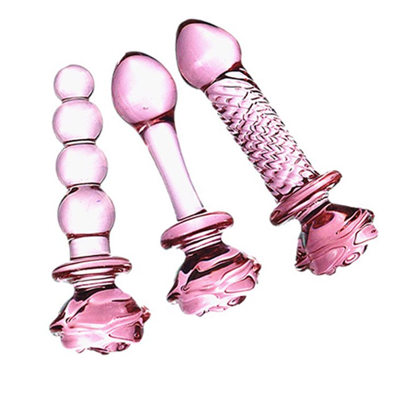 Rose Flower Penis Dildo Glass Anal Beads Anal Sex Toys Butt Butt Plug Male and Female Adult Plug Anal
