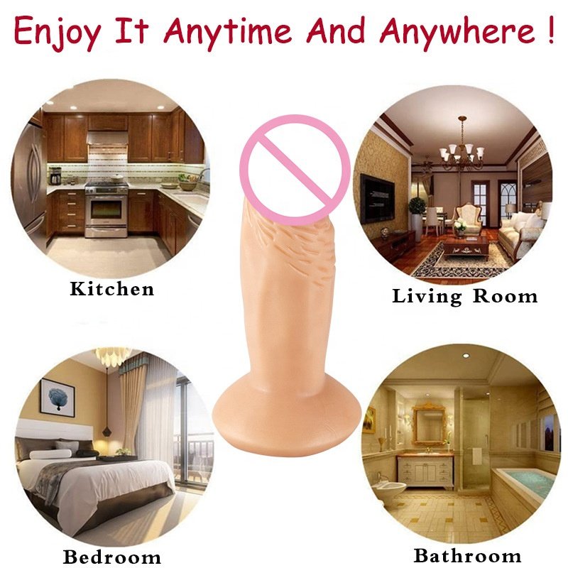Realistic Simulation Female Masturbator Small Dildo Artificial Penis Sex Toys Suction Cup Vaginal Anal Designed Women Lesbians