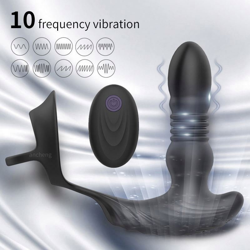 XIAER New anal vibrator with penis ring vibrating prostate massager thrusting butt plug vibrator for men women anal sex toys
