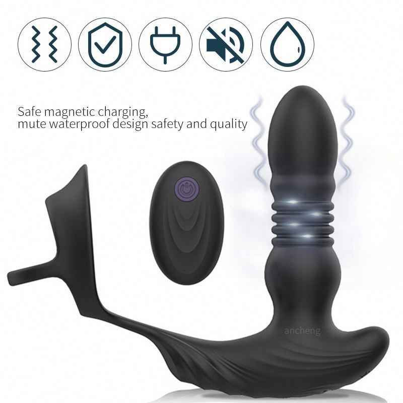 XIAER New anal vibrator with penis ring vibrating prostate massager thrusting butt plug vibrator for men women anal sex toys