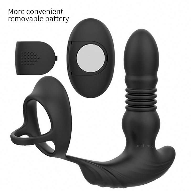 XIAER New anal vibrator with penis ring vibrating prostate massager thrusting butt plug vibrator for men women anal sex toys