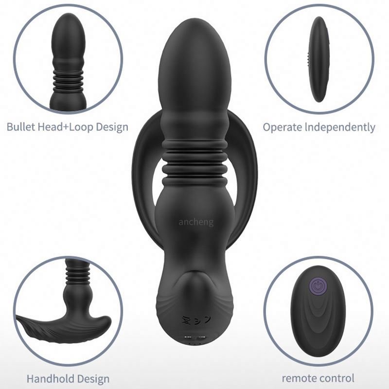 XIAER New anal vibrator with penis ring vibrating prostate massager thrusting butt plug vibrator for men women anal sex toys