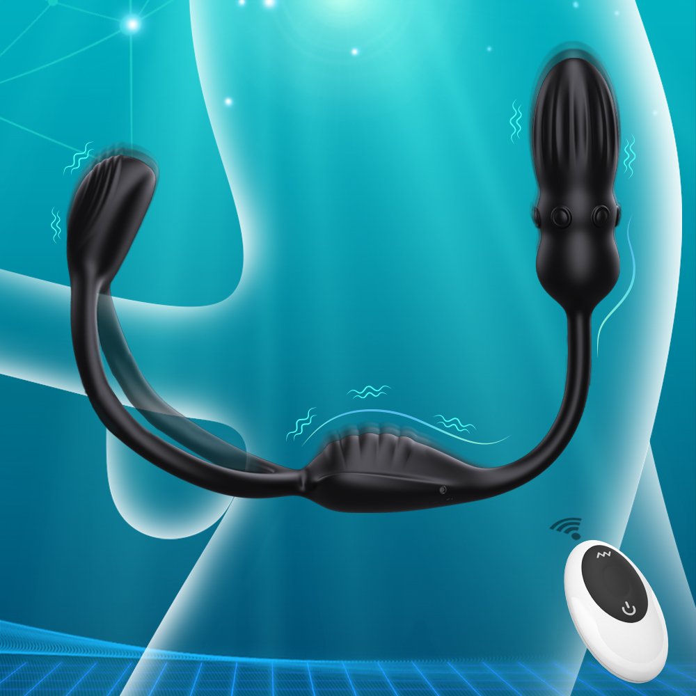 Liquid Silicone 3 in 1 App control Vibrating Cock Ring Anal Butt Plug Vibrator Prostate Massager With Remote Sex Toys For Men