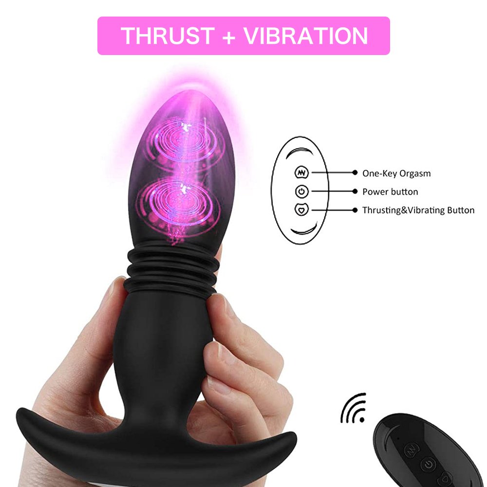 2 in 1 Prostate Massager 6 Telescope +10 Powerful Stimulation Patterns Remote Control Anal Butt Plug Vibrating sex toy
