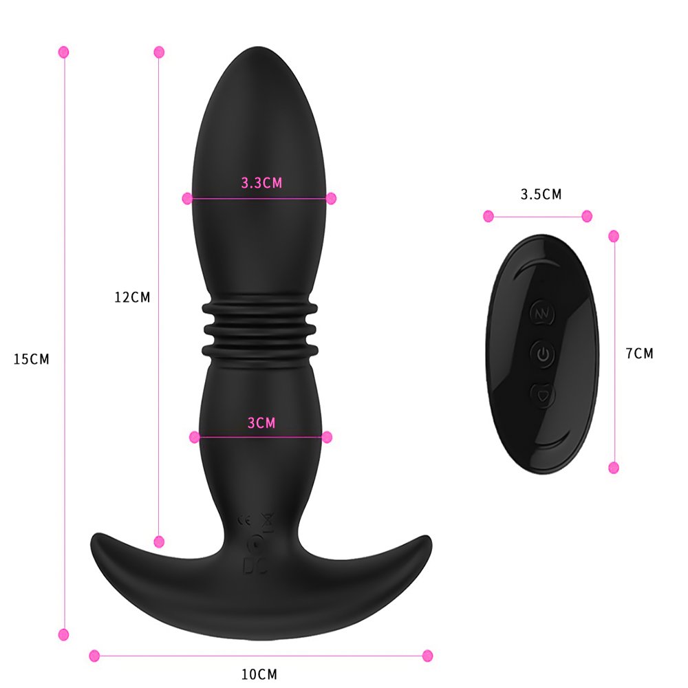 2 in 1 Prostate Massager 6 Telescope +10 Powerful Stimulation Patterns Remote Control Anal Butt Plug Vibrating sex toy