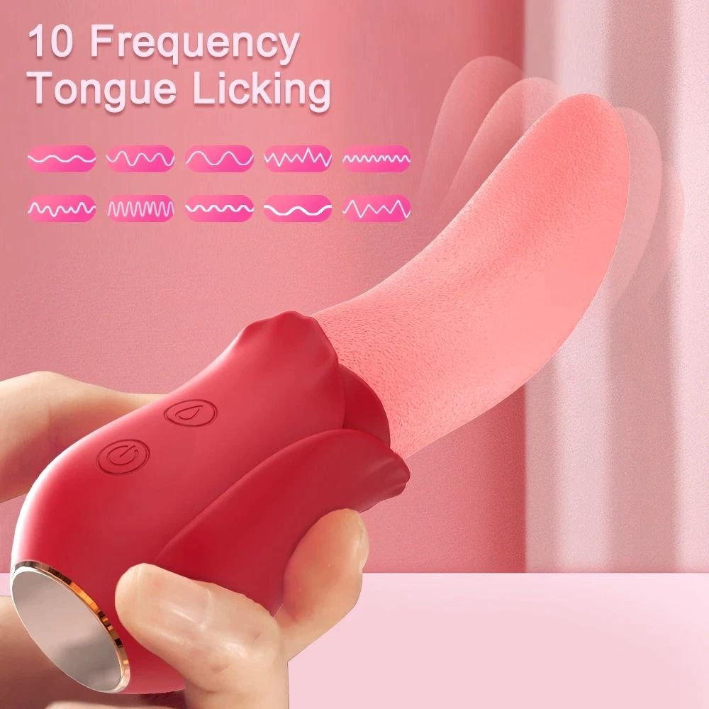 Rose Thrusting Sucking Sex Toy for Woman Anal Double Head dildo Vibrator Oral Licking Female Telescopic Masturbation