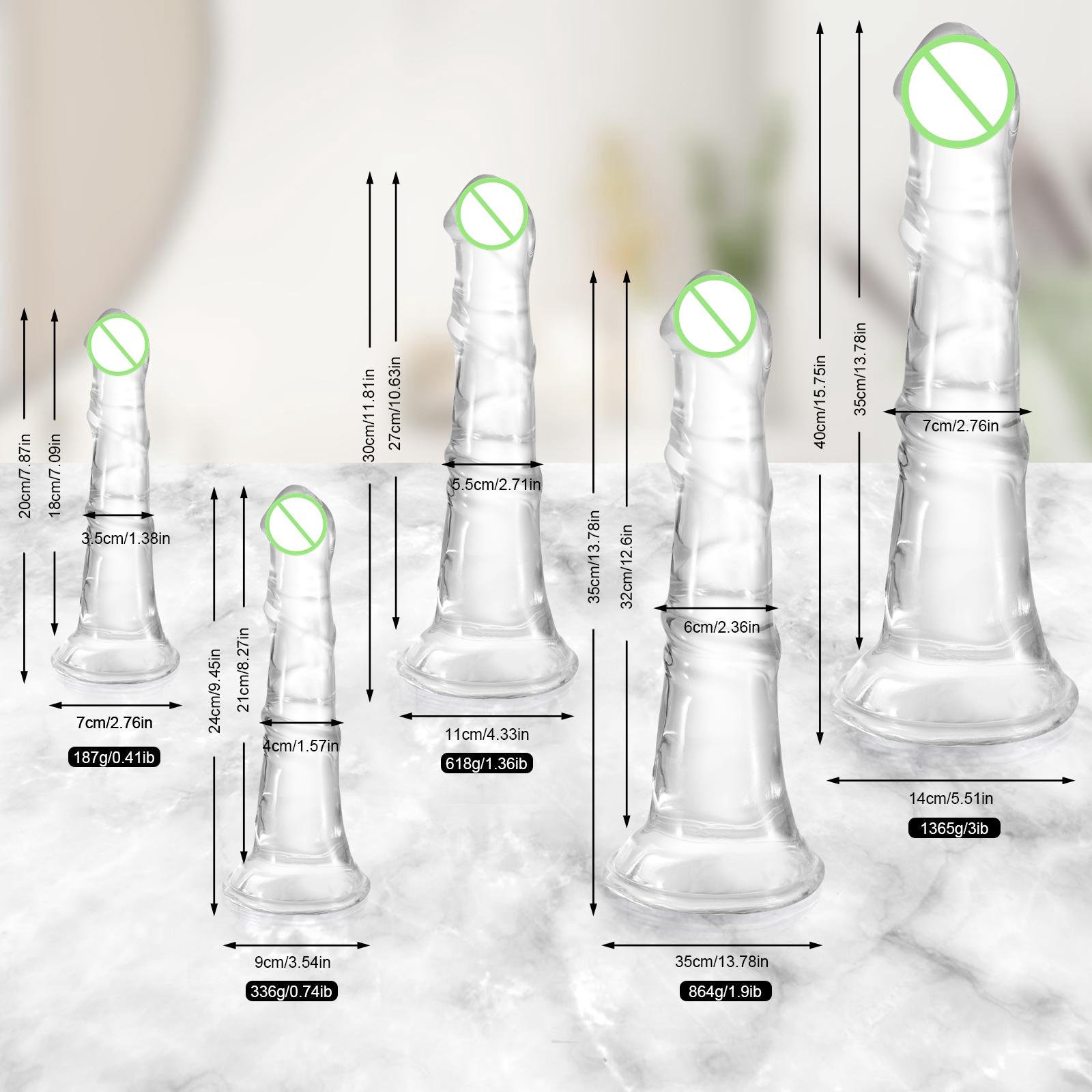 20-40 cm 5 Sizes Realistic Clear Horse Jelly Dildo with Strong Suction Cup Vagina G-spot Stimulation Artificial Penis For Women