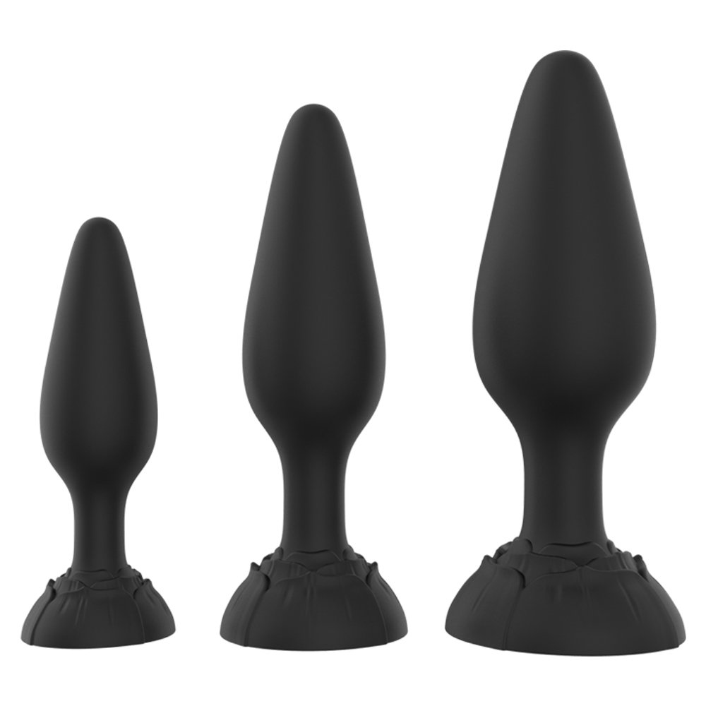 Rosa 3pcs/set RED silicone sextoy rose anal plug toy set Black rose sex toy anal butt plugs rose sex toys for women