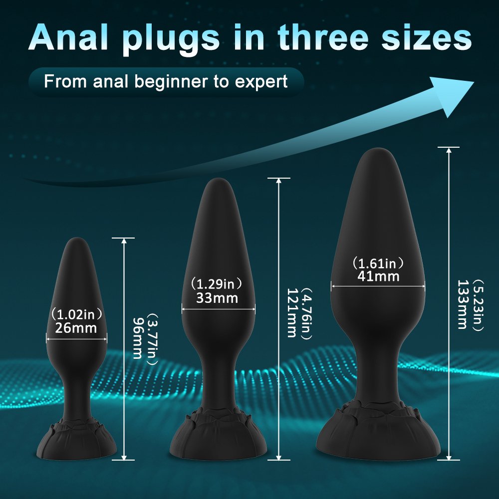 Rosa 3pcs/set RED silicone sextoy rose anal plug toy set Black rose sex toy anal butt plugs rose sex toys for women