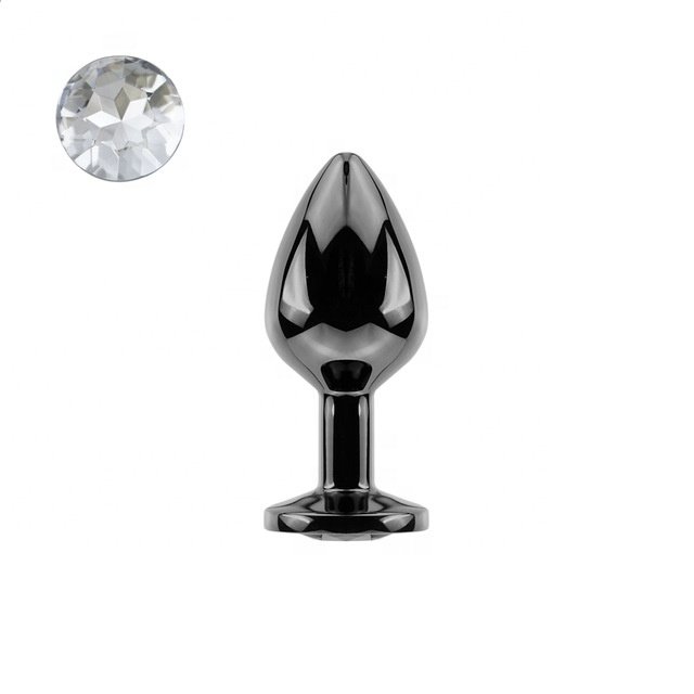 Fetish Adult Sex Toy s size Sex product gunmetal Crystal Jewelry Metal Anal Butt Plug Sexy sex toys