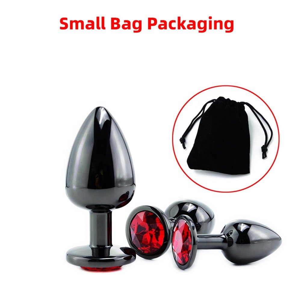 Fetish Adult Sex Toy s size Sex product gunmetal Crystal Jewelry Metal Anal Butt Plug Sexy sex toys