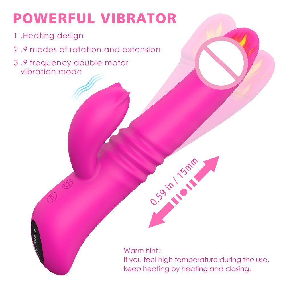 HM 9 Vibrating Modes Heating Function Double Motor Rabbit Vibrator For Women Masturbation Sex Toy Sucking Machine For Men