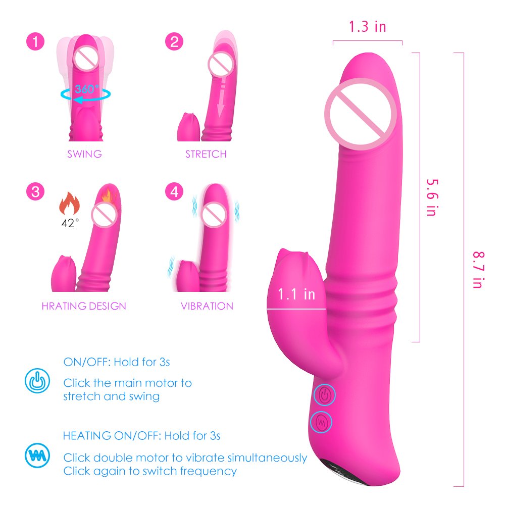 HM 9 Vibrating Modes Heating Function Double Motor Rabbit Vibrator For Women Masturbation Sex Toy Sucking Machine For Men