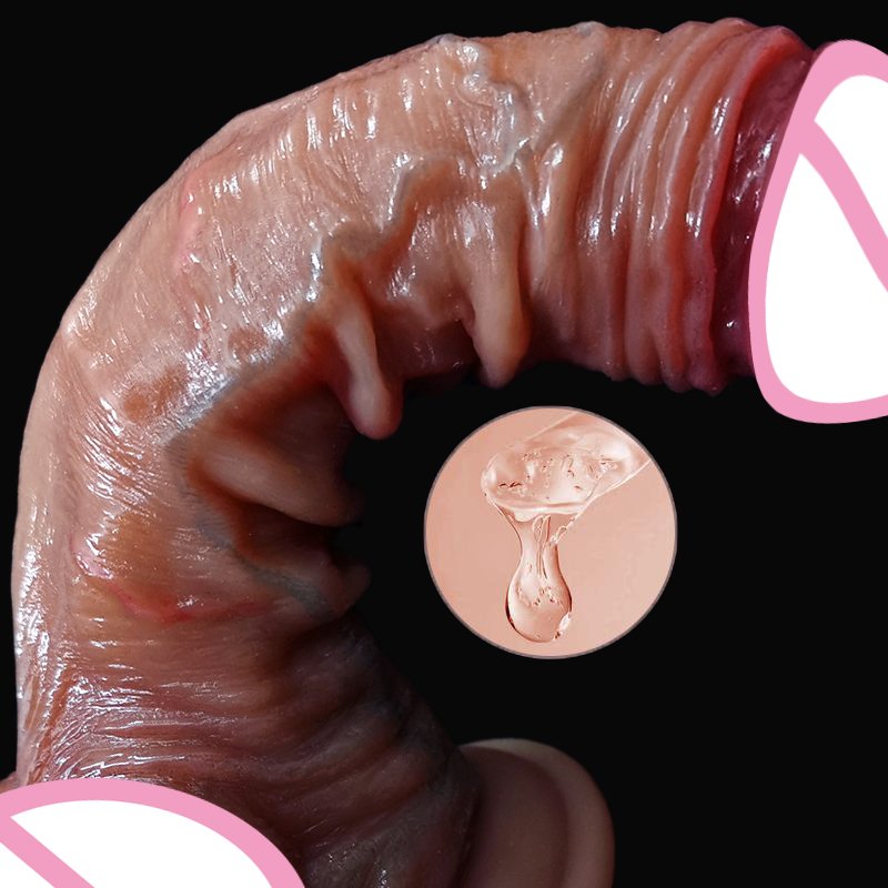 Strapon Realistic Sliding Foreskin Dildo Skin Big Penis Foreskin Testicles Move Adult Sex Toy For Women Anal Vaginal Stimulation