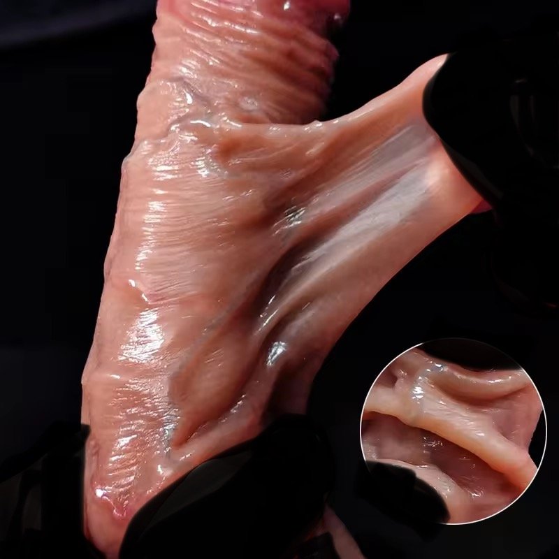 Strapon Realistic Sliding Foreskin Dildo Skin Big Penis Foreskin Testicles Move Adult Sex Toy For Women Anal Vaginal Stimulation