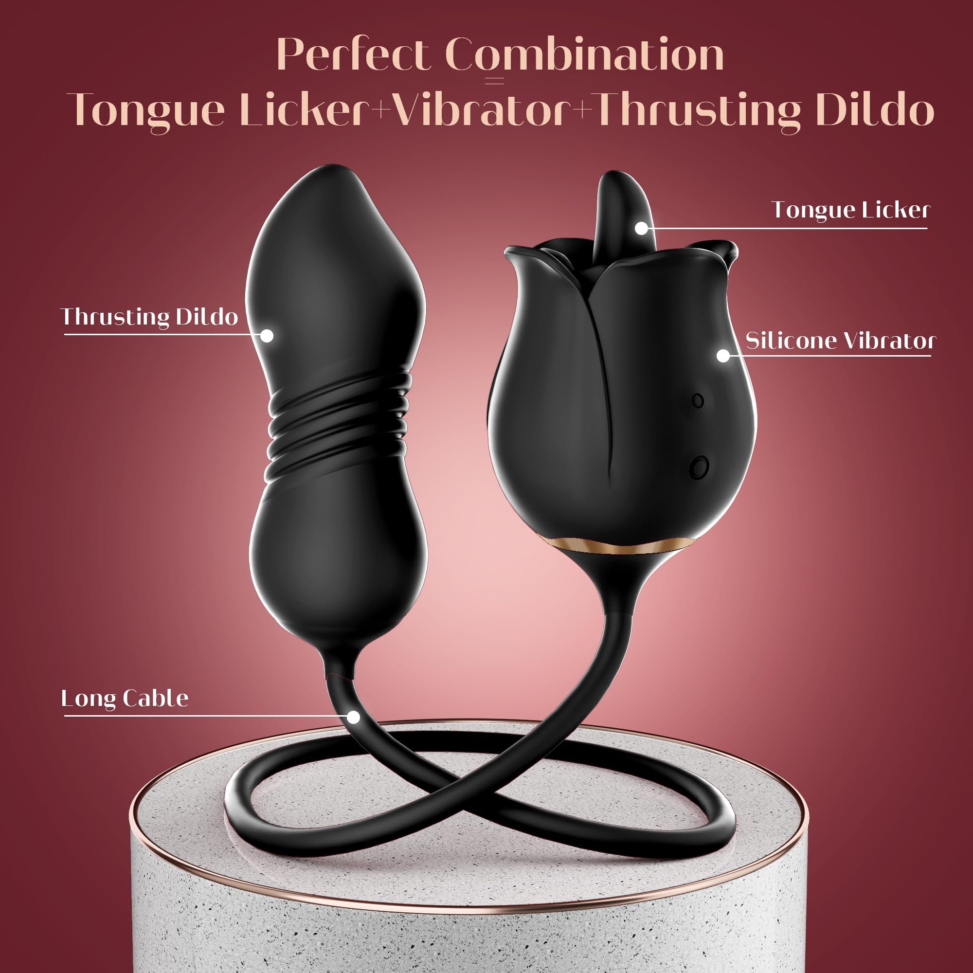 Aizhilian the lowest price in the whole network of 3 in 1 Rose-style sucking and stretchable toe vibrator for women toys for men