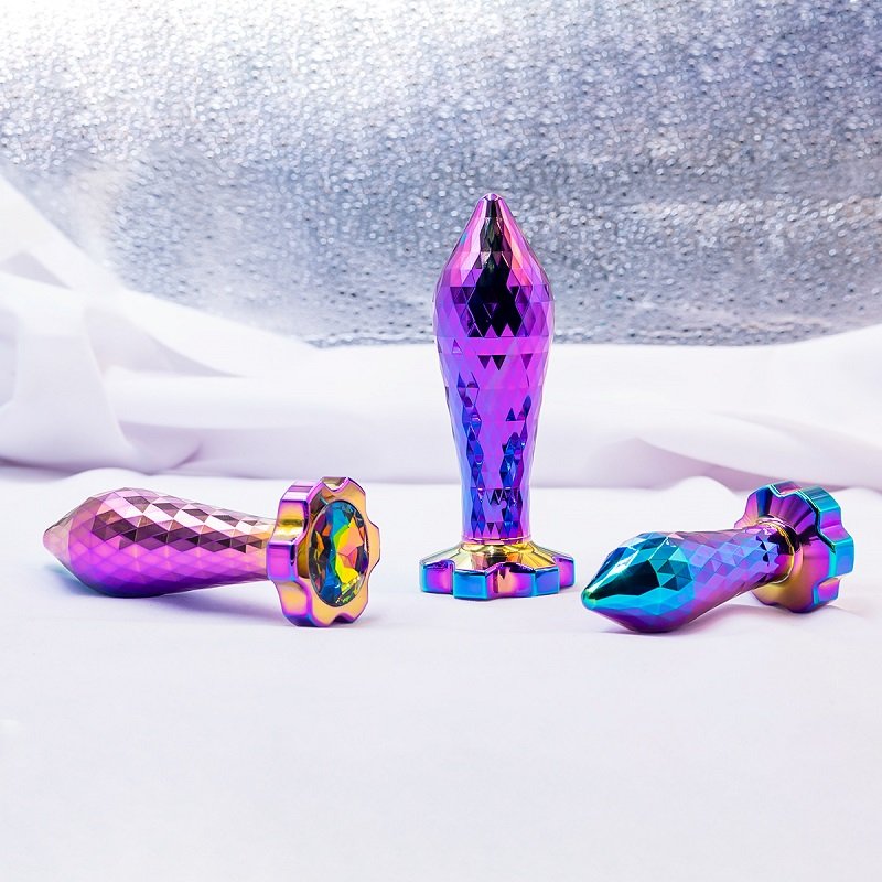 New Product Colorful Metal Anal Plug Crystal Base Butt Anus Massage Stimulator Dildos Sex Toys For Male Female