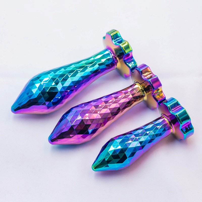 New Product Colorful Metal Anal Plug Crystal Base Butt Anus Massage Stimulator Dildos Sex Toys For Male Female