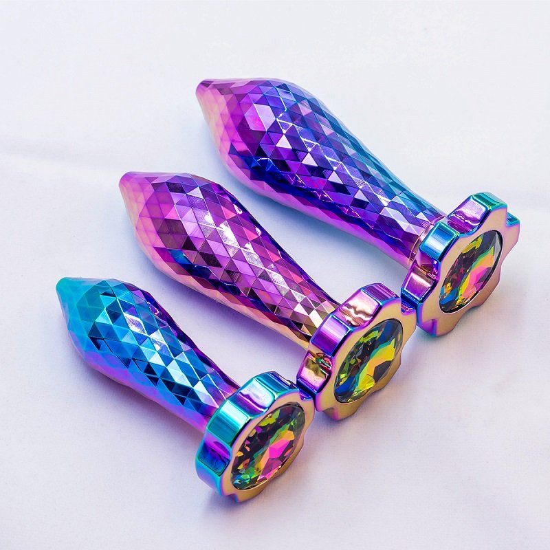 New Product Colorful Metal Anal Plug Crystal Base Butt Anus Massage Stimulator Dildos Sex Toys For Male Female