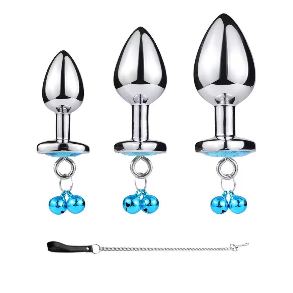 Aluminium Alloy Heart Base Anal Plug with 2 Bell Metal Butt Plug Anal Toys with Leash for Women Men Sex Toys Juguetes Sexuales