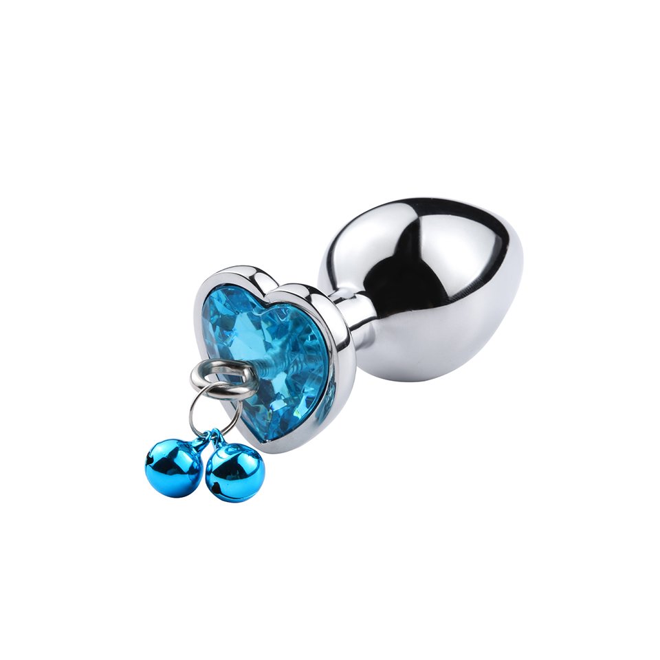 Aluminium Alloy Heart Base Anal Plug with 2 Bell Metal Butt Plug Anal Toys with Leash for Women Men Sex Toys Juguetes Sexuales