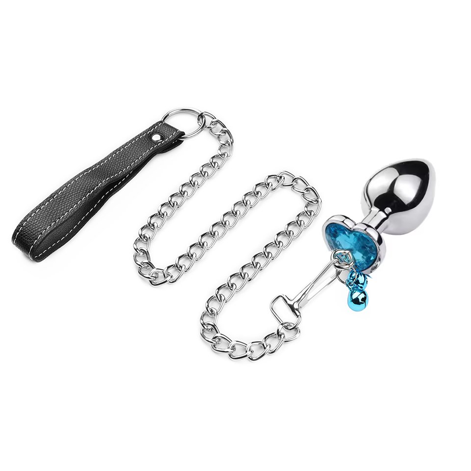 Aluminium Alloy Heart Base Anal Plug with 2 Bell Metal Butt Plug Anal Toys with Leash for Women Men Sex Toys Juguetes Sexuales