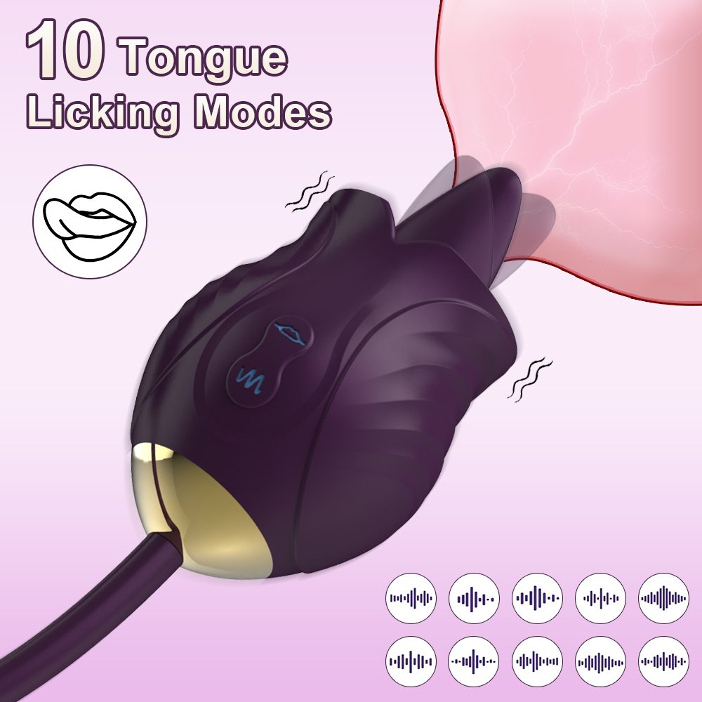 Rose Tongue licking pulse vibrator female double tune to tease orgasm masturbation flirty sex adult products