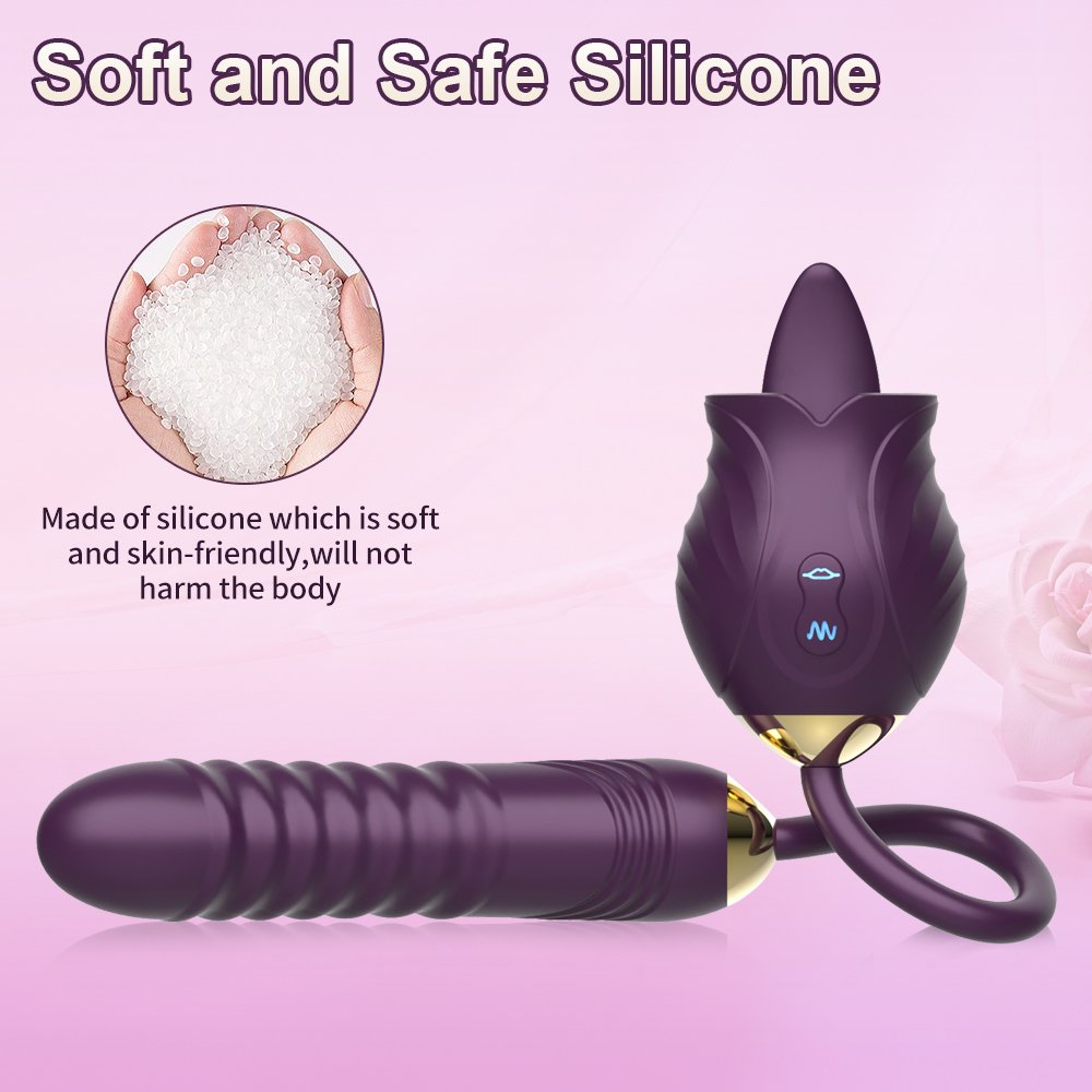 Rose Tongue licking pulse vibrator female double tune to tease orgasm masturbation flirty sex adult products