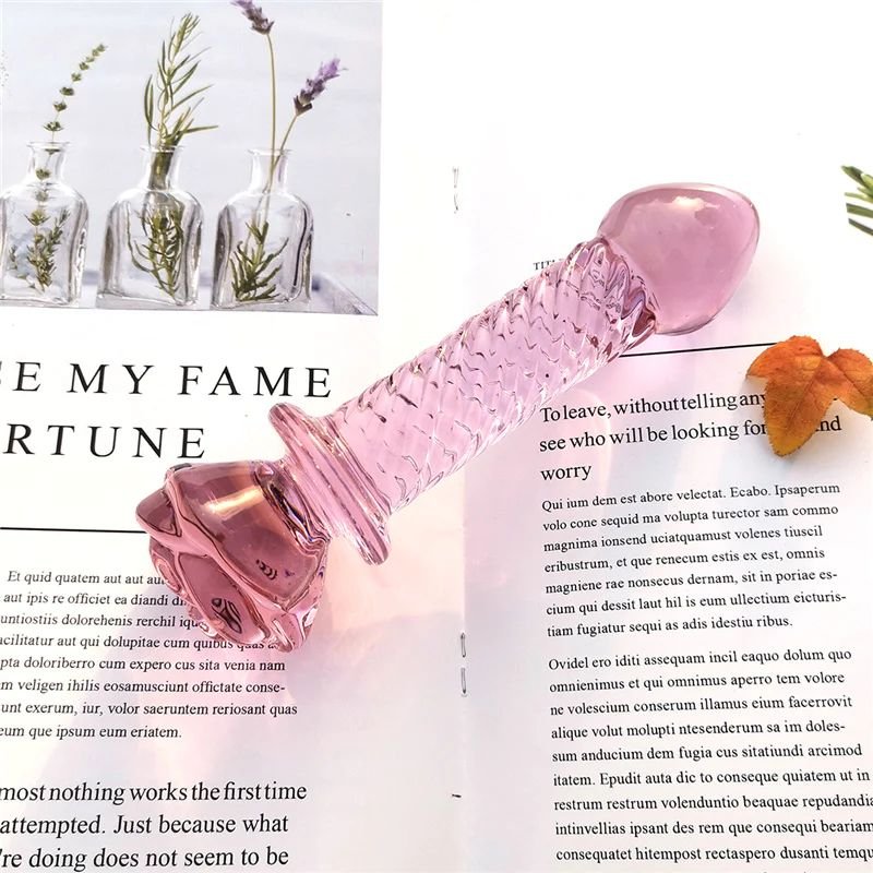 G-spot Anus Expansion Plugs Vagina Anal Stimulation Adult Sex Toys Crystal Pink Rose Flower Glass Dildo Anal Butt Plug For Woman