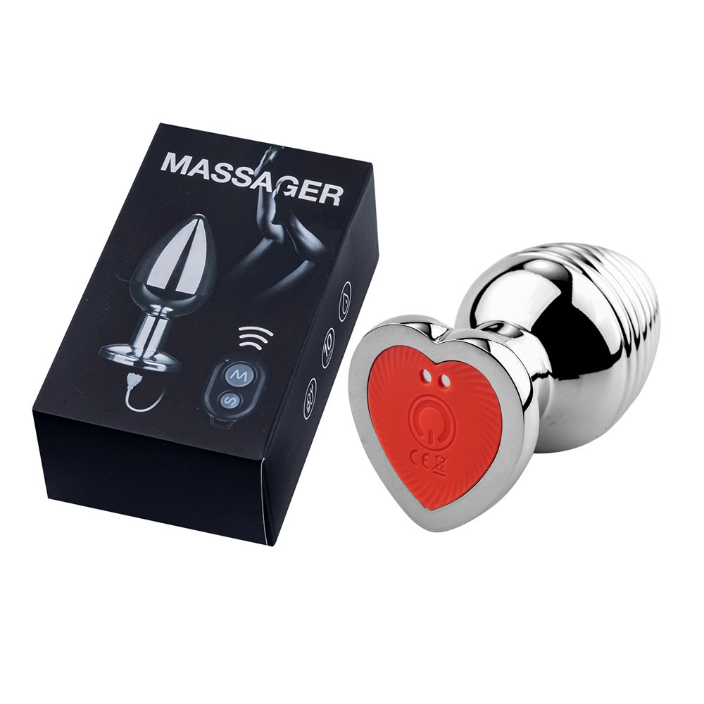 Wireless Remote Control Heart Base Anal Plug Vibrator Adult Metal Butt Plug Sex Toys for Women and Men