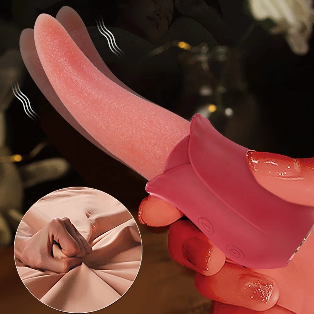 Realistic Licking Tongue Rose Vibrators For Women 10 Speeds Nipples Clitoral Stimulation Sex Toys For Adult Female Couples