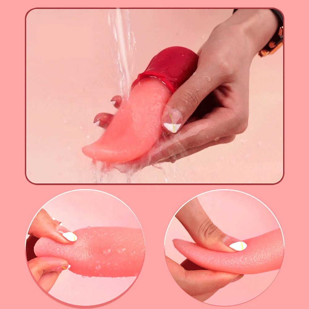 Realistic Licking Tongue Rose Vibrators For Women 10 Speeds Nipples Clitoral Stimulation Sex Toys For Adult Female Couples