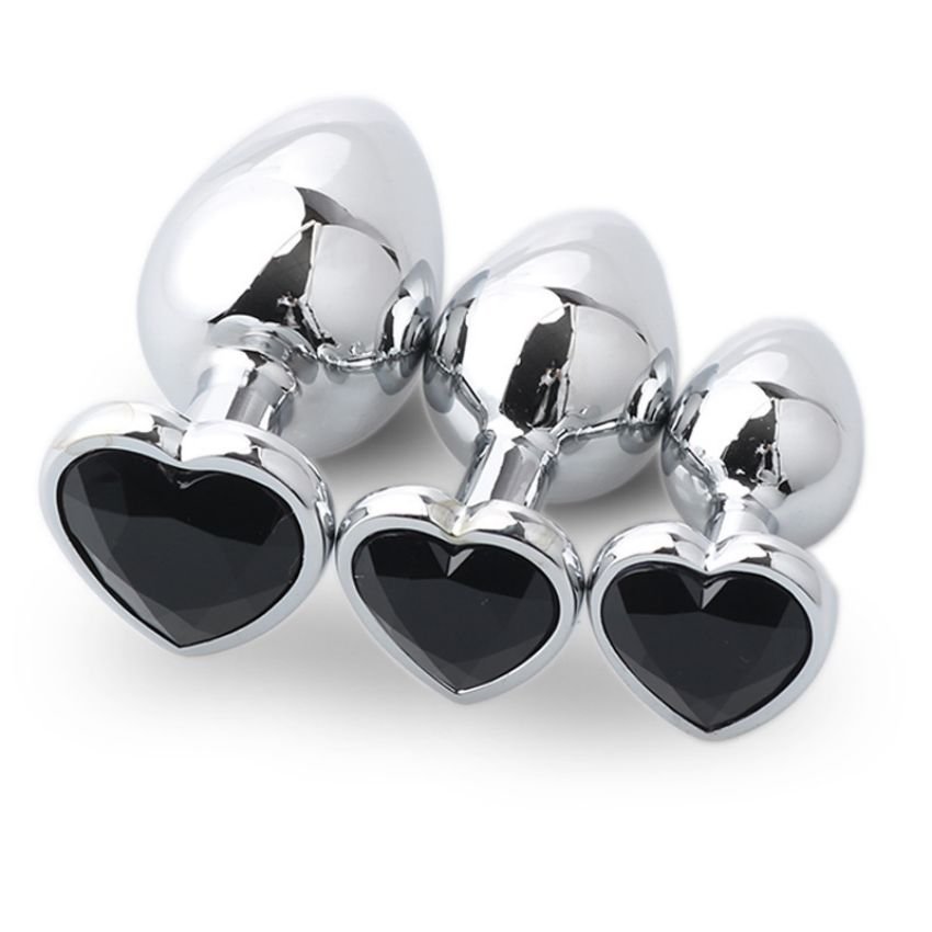 Butt Plug for Anal Plug Adult Sex Toy Heart Shape Diamond Base Metal Anal Plug Sex Toy for Women