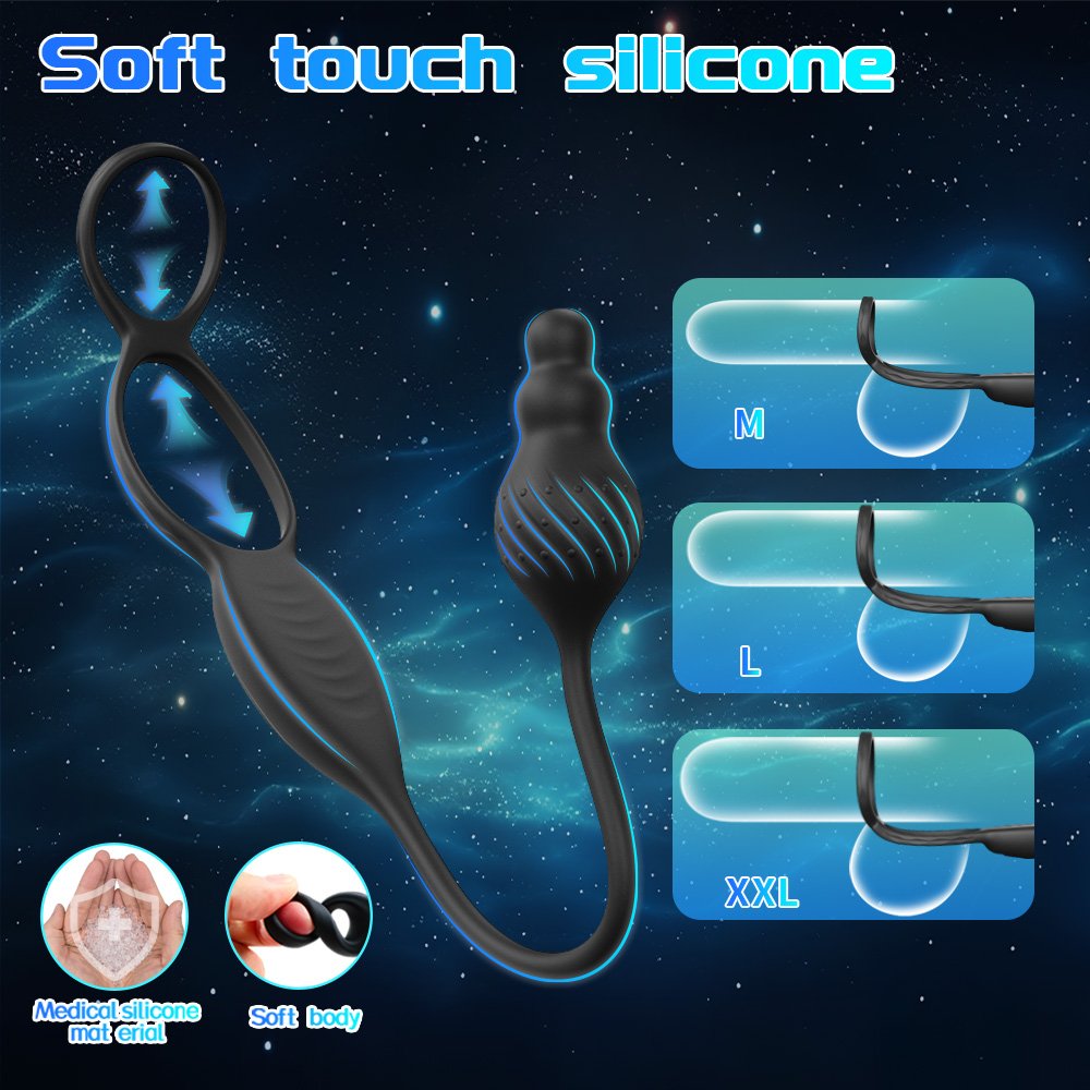 2 in 1 App Controlled Vibrating Cock Ring Anal Butt Plug Vibrator Prostate Massager With Remote Sex Toys For Men