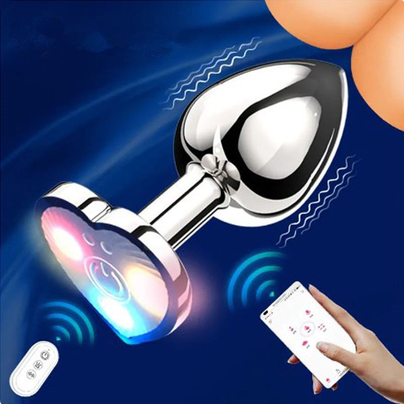Wirelessly controlled metal core vibrator remotely lights up butt plugs for anal sex toys sex toys for men