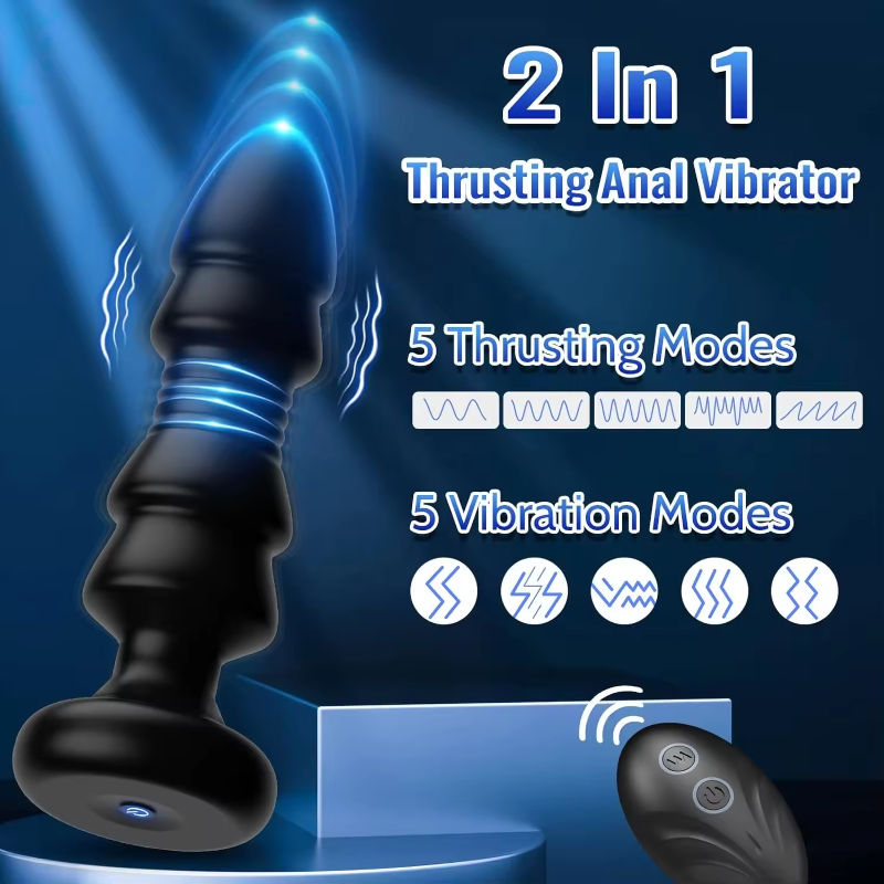Thrusting Sex Toys Anal Plugs 5 Vibrating Thrusting Prostate Massager Anal Toys Remote Control Vibrating Butt Plug For Gay Anal