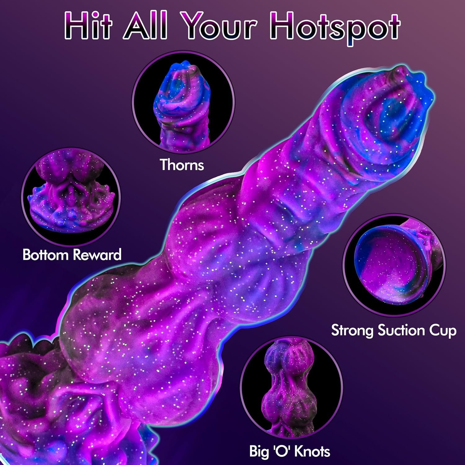 9.6" Large Anal Toy Monster Animal Dildo Dog Sex Toys, Fantasy Knot Dildo Dragon Horse Dildo with Strong Suction Cup for Women