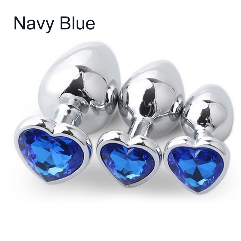 Wholesale Stainless Steel Jewel Diamond Base Metal Heart Anal Plug Set Butt Plug for Men Adult Woman Japanese Anal Sex Toys