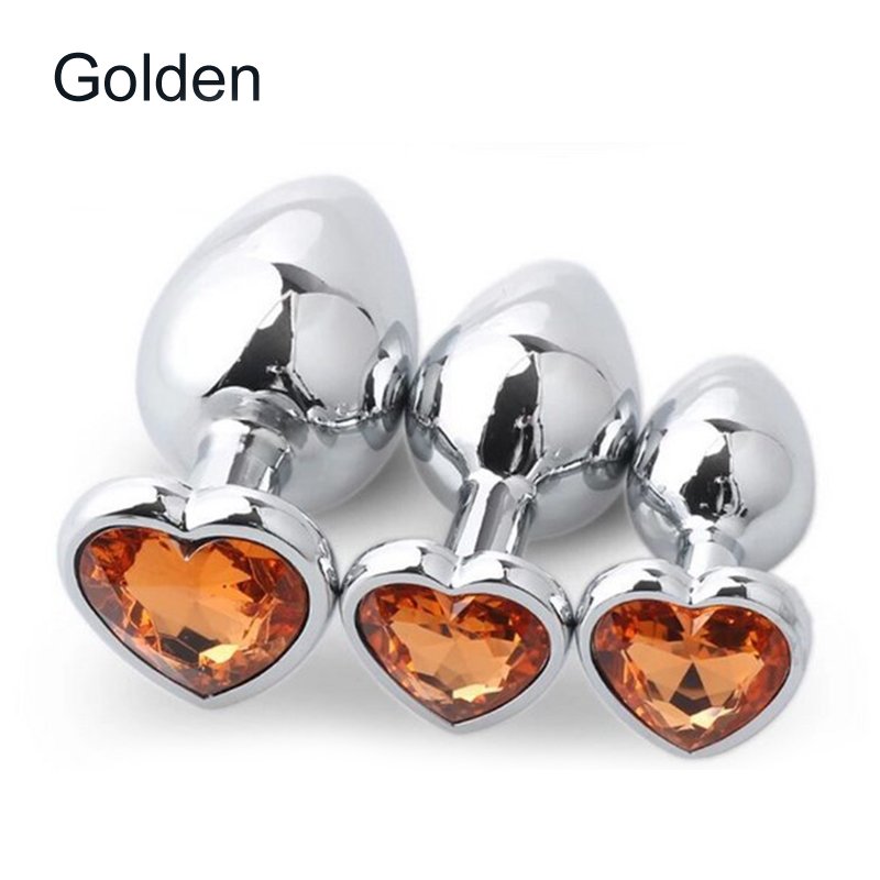 Wholesale Stainless Steel Jewel Diamond Base Metal Heart Anal Plug Set Butt Plug for Men Adult Woman Japanese Anal Sex Toys