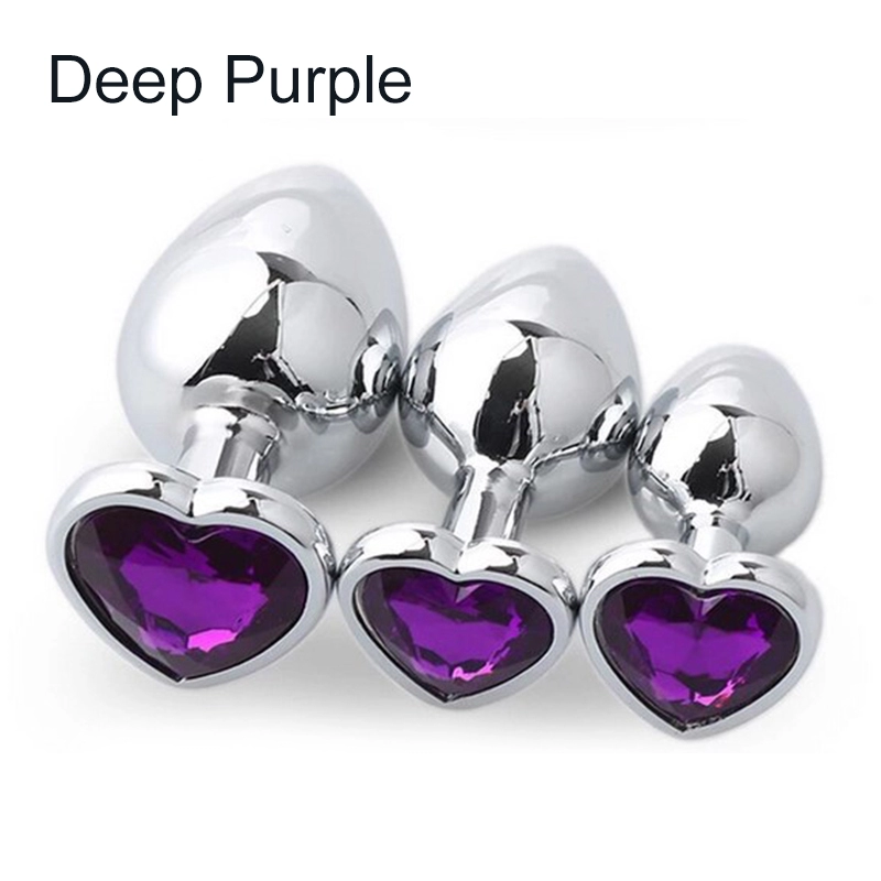 Wholesale Stainless Steel Jewel Diamond Base Metal Heart Anal Plug Set Butt Plug for Men Adult Woman Japanese Anal Sex Toys