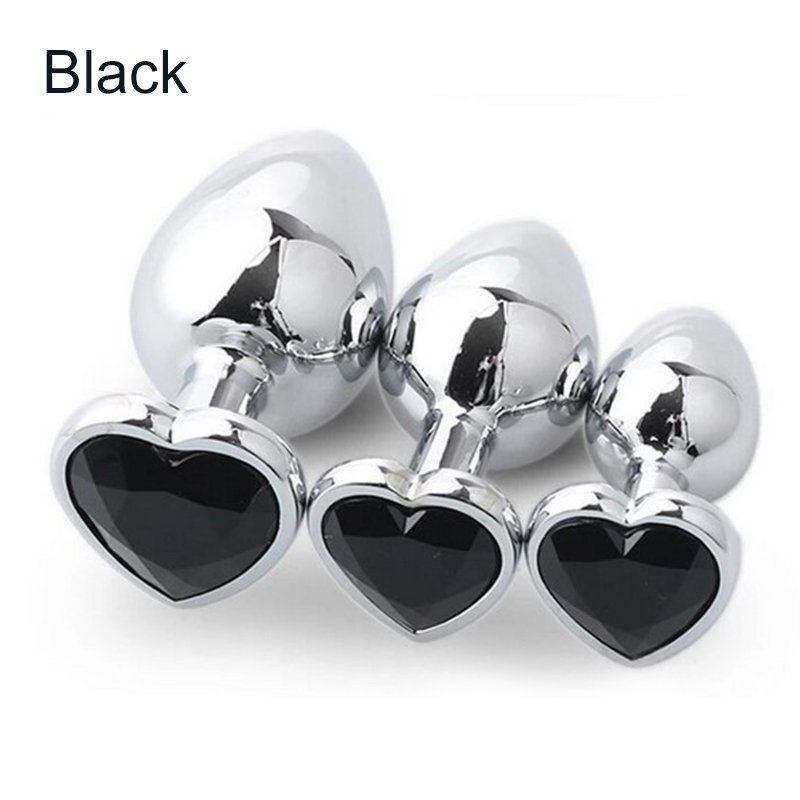 Wholesale Stainless Steel Jewel Diamond Base Metal Heart Anal Plug Set Butt Plug for Men Adult Woman Japanese Anal Sex Toys