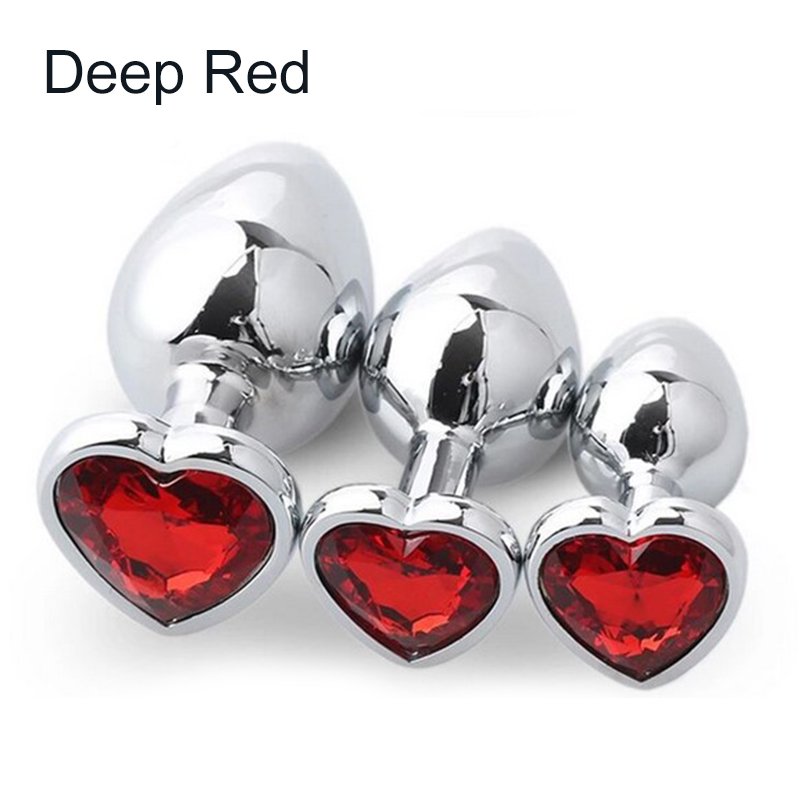 Wholesale Stainless Steel Jewel Diamond Base Metal Heart Anal Plug Set Butt Plug for Men Adult Woman Japanese Anal Sex Toys
