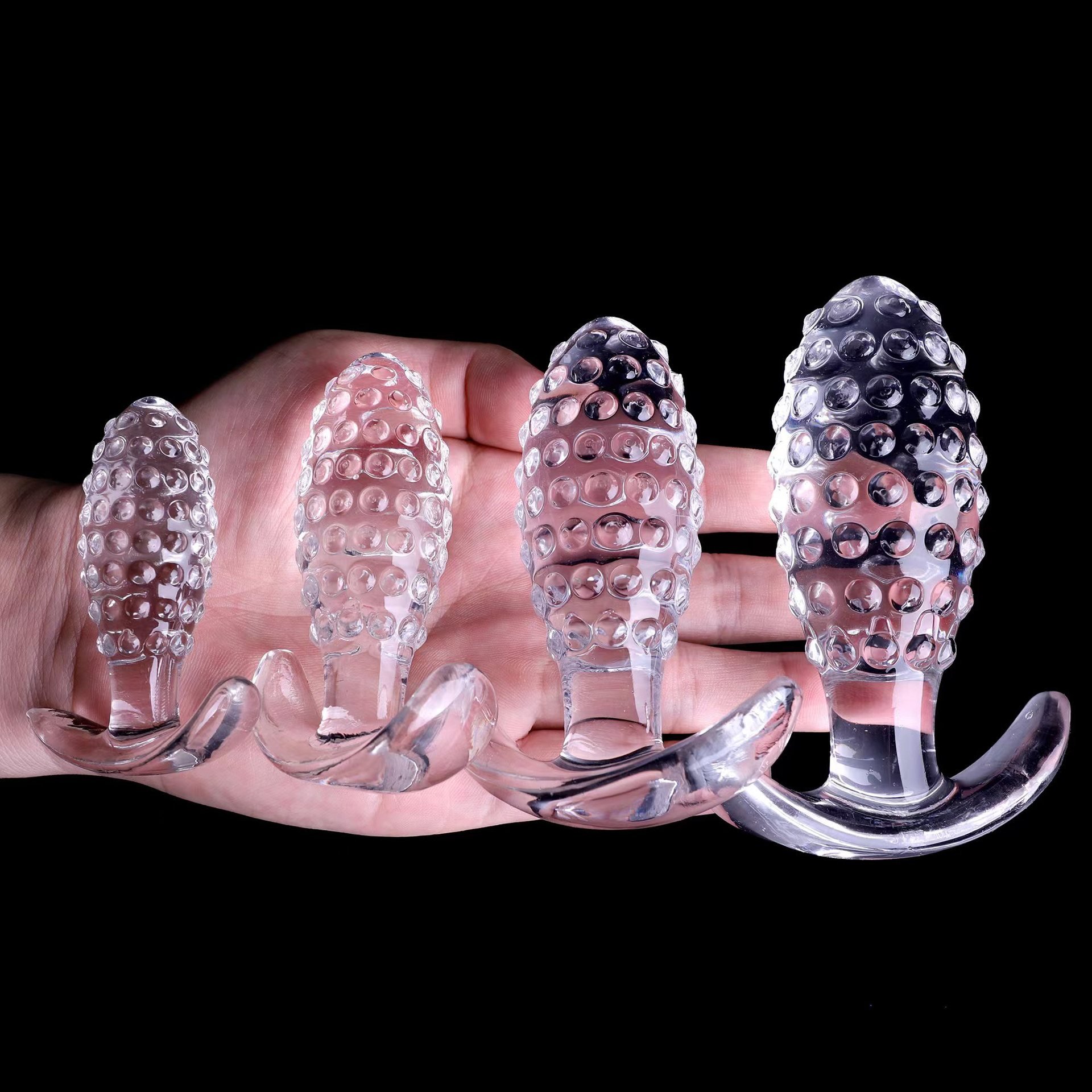Cross-Border Mini Transparent Wearable Grainy Anal Plug Set Men and Women Anal Massager Masturbator High Quality Sex Toys
