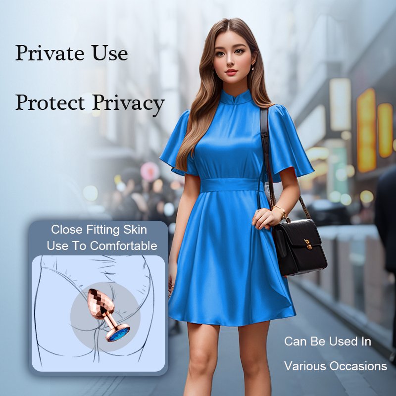 Rose Gold Diamond Facets Anal Plug Set Stainless Steel Sex Toy with Vibrator and Lubricant for Women Men Couples