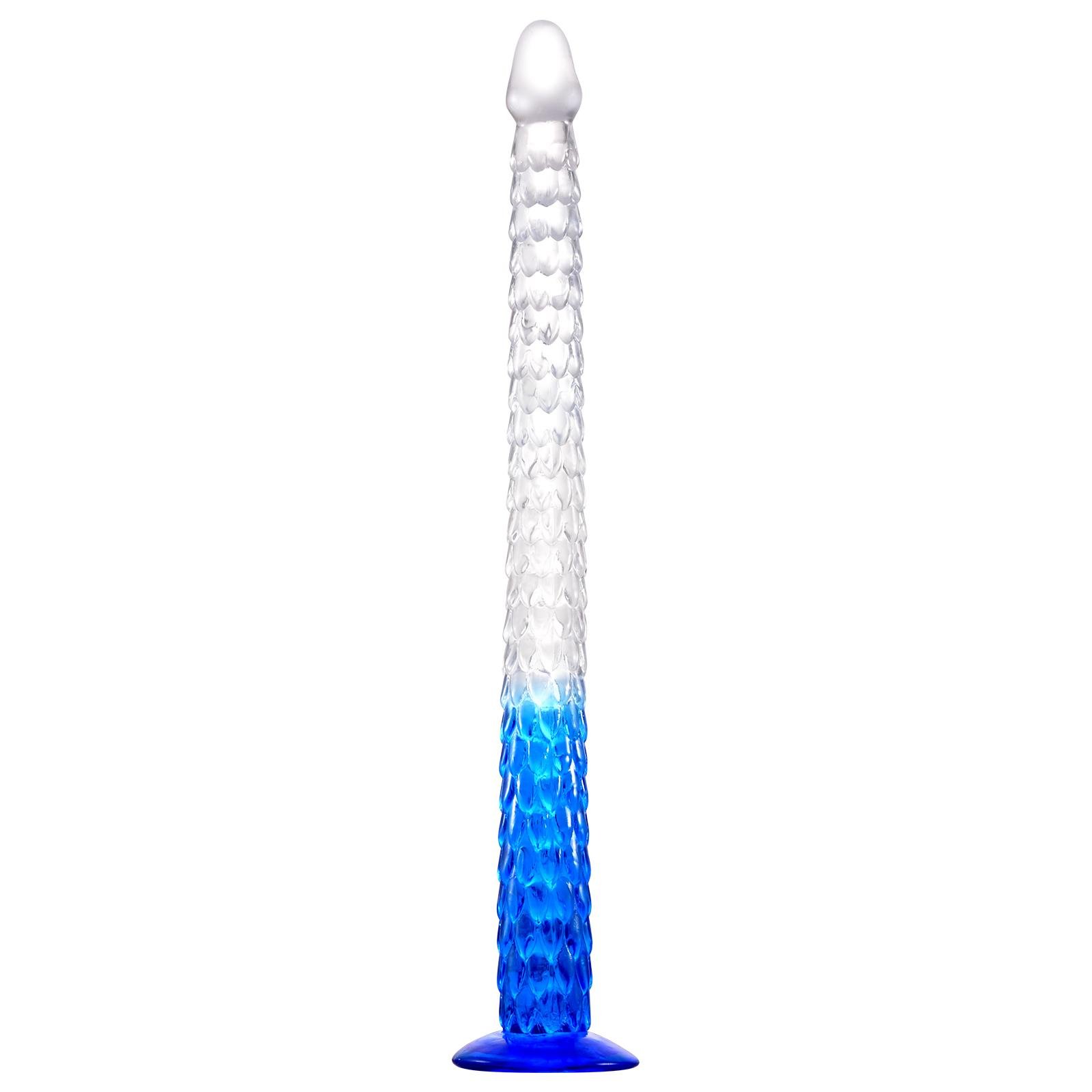 16-23inch Clear+Blue Super Long Dragonscale Anal Dildo Particles Strong Friction Butt Plug Sex Toy For Women Men Lesbian Couple
