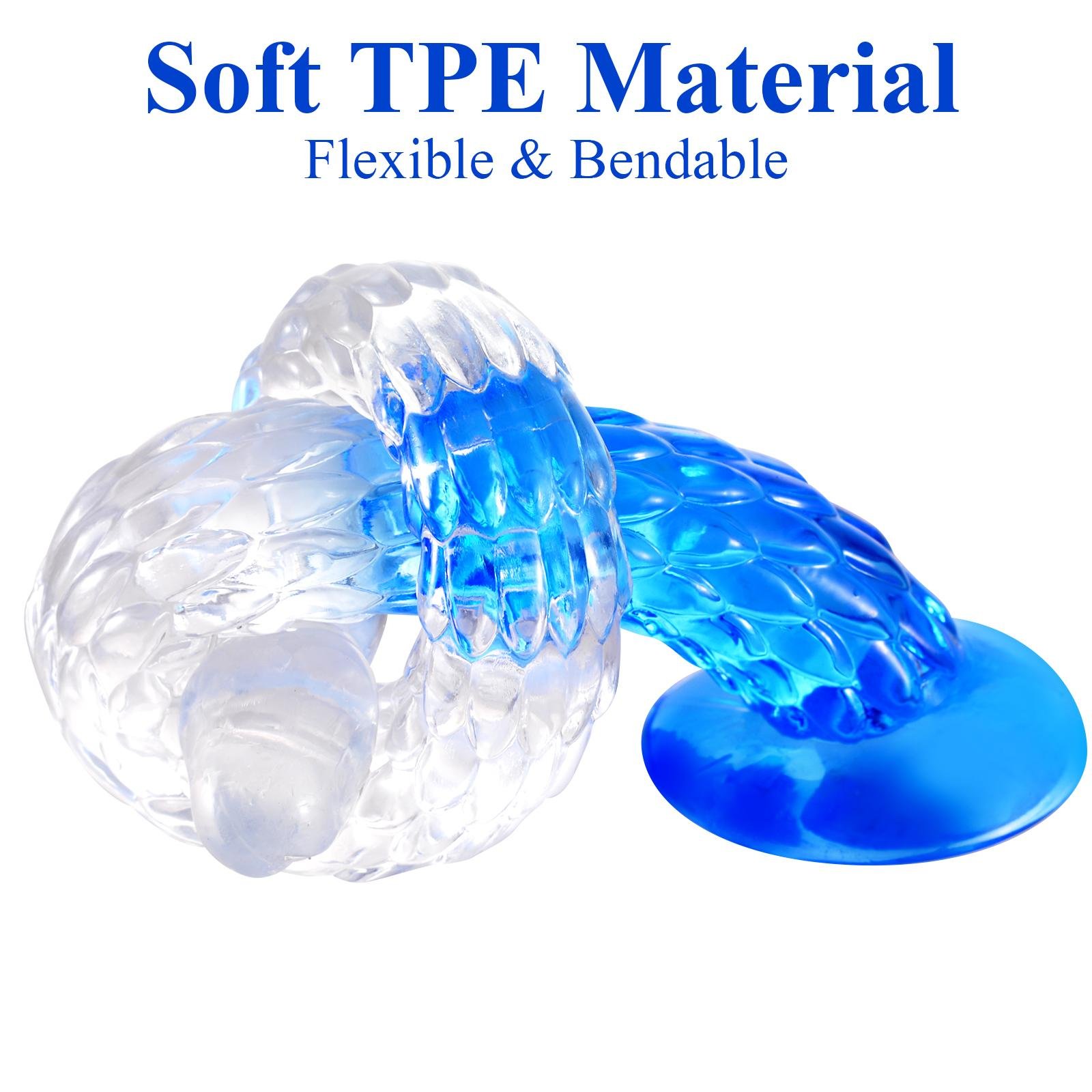 16-23inch Clear+Blue Super Long Dragonscale Anal Dildo Particles Strong Friction Butt Plug Sex Toy For Women Men Lesbian Couple